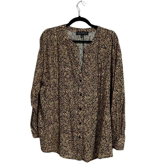 Eloquii Leopard Wild Child Drop Shoulder Blouse, New with Tags - Picture 3 of 7